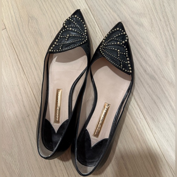 Sophia Webster black and gold butterfly flats size 38.5 - Picture 2 of 7